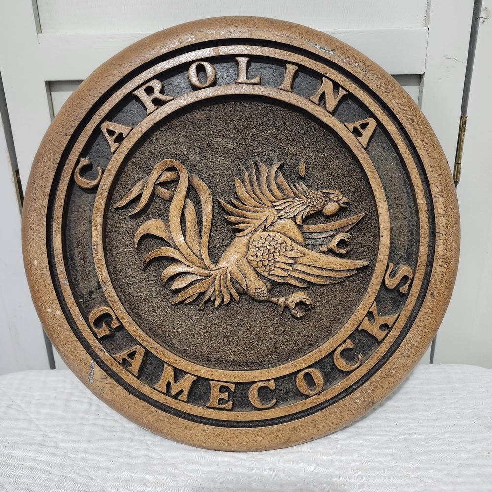 VTG Rare South Carolina Gamecocks Wood Carved Plaque SealCraft 12" Wall Hanging